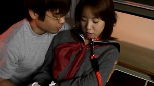Spicy asian Ami Shono gives her partner an intense blowjob
